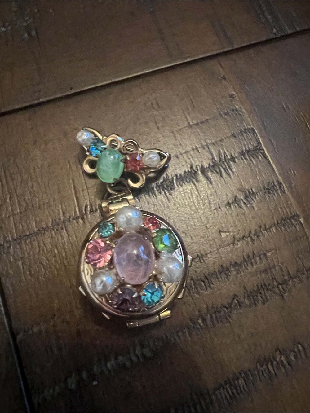 Antique collectors Gold-Tone Multicolor Crystal Locket Pendant - Women Jewelry